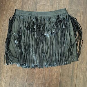 Nasty Gal Leather Fringe Skirt